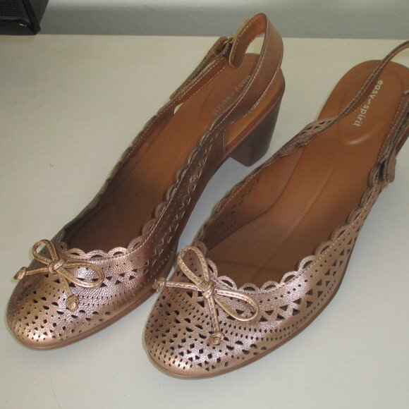 Easy Spirit Womens Bronze Laser-cut Leather Slingback w/2.5" Heel NWOB - 9.5M - Picture 7 of 9